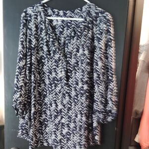 NYDJ Blue and White Button Down Shirt